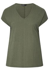 YOURS Plus Size Khaki Green Textured T-Shirt Co-ord | Yours Clothing 5