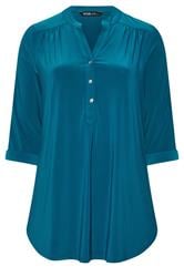 YOURS Curve Teal Green Half Placket Shirt