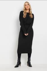 LTS Tall Black Textured Batwing Midi Dress | Long Tall Sally 1