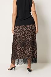 YOURS Plus Size Chocolate Brown Leopard Skirt | Yours Clothing 2