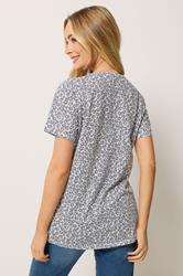 M&Co Navy Blue Floral Cotton Henley Top | M&Co 2