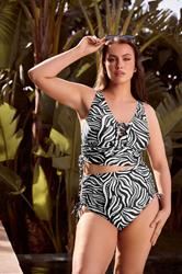 YOURS Plus Size Black & White Geometric Print Tankini Top | Yours Clothing 3