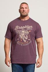 KAM Big & Tall Fig Purple Brooklyn Motorbike Graphic Print T-Shirt | BadRhino 3