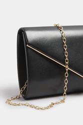 Black Faux Leather Metal Trim Clutch bag | Yours Clothing 2