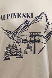 LTS Tall Stone Brown 'Alpine Ski' Slogan Sweatshirt | Long Tall Sally 4