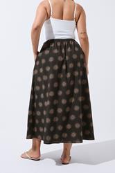 LIMITED COLLECTION Plus Size Dark Brown Sun Print Linen Maxi Skirt | Yours Clothing 4