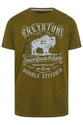 KAM Big & Tall Olive Green 'Greystone' Graphic Print T-Shirt