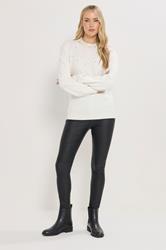 LTS Tall White Embellished Neck Jumper | Long Tall Sally 2