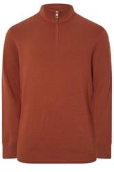 BadRhino Big & Tall Henna Red Milano Quarter Zip Jumper | BadRhino 1