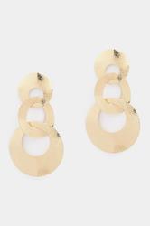 Gold Tone Statement Triple Ring Earrings | Yours Clothing 2