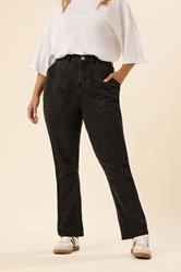 YOURS Plus Size Washed Black Slim Barrel Jeans | Yours Clothing 1
