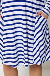 YOURS Plus Size Blue Stripe Drape Pocket Dress | Yours Clothing 4