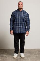 D555 Big & Tall Navy Blue Check Shirt | BadRhino 1