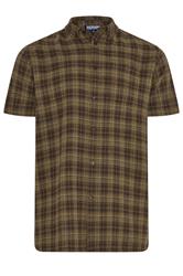 BadRhino Big & Tall Brown Check Stripe Short Sleeve Shirt | BadRhino 1