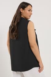 YOURS Plus Size Black Sleeveless Utility Shirt | Yours Clothing 3