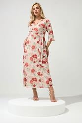 YOURS LONDON Plus Size Ivory White Floral Mesh Wrap Dress | Yours Clothing 3