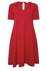 YOURS LONDON Curve Red Midi Skater Dress