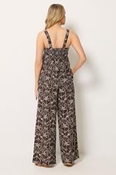 LTS Tall Women's Set Chocolate Brown Palm Linen Vest Top & Wide Leg Trousers | Long Tall Sally 2