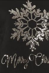 YOURS Plus Size Black Sequin Embellished 'Merry Christmas' Sweatshirt | Yours Clothing 6