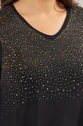 YOURS Plus Size Black & Gold Stud Detail Top | Yours Clothing 4