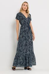 LTS Tall Women's Navy Blue Floral Tie Waist Maxi Dress | Long Tall Sally 3