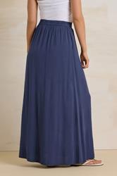 LTS Tall Navy Blue Acid Wash Side Split Maxi Skirt | Long Tall Sally 3