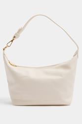Cream Faux Leather Slouched Shoulder Bag