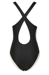 LTS Tall Women's Black & White Colourblock Sporty Swimsuit | Long Tall Sally 7