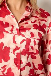 LTS Tall Women's Pink Floral Satin Button Shirt | Long Tall Sally 5