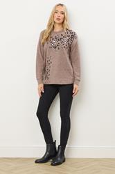 LTS Tall Brown Animal Embellished Jumper | Long Tall Sally 1