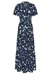 LTS Tall Indigo Blue Floral Tie Waist Maxi Dress