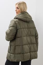YOURS Plus Size Khaki Green Short Padded Coat | Yours Clothing 5