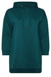 EVANS Plus Size Teal Green Luxe Drawstring Hoodie | Evans 1