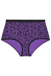 YOURSET 5 PACK Plus Size Purple Ditsy Print Full Briefs | Yours Clothing 7