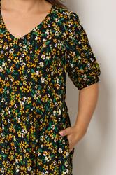 YOURS Plus Size Black Floral Tiered Mini Smock Dress | Yours Clothing 4