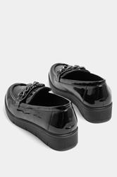 Black Chain Detail Flatform Loafers In Wide E Fit | Yours Clothing 4