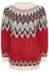 YOURS Plus Size Red Fairisle Knitted Jumper | Yours Clothing 7