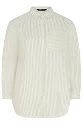 YOURS Curve Ivory White Stripe Button Shirt