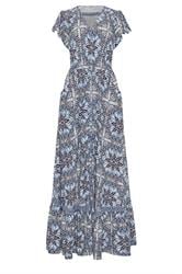 LTS Tall Blue Tile Print Button Maxi Dress