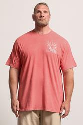 BadRhino Red Extra Long Acid Wash Sunset Print Tee | BadRhino 3