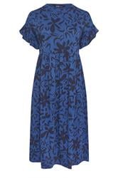 YOURS Curve Navy Blue Abstract Floral Midi Dress