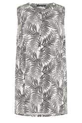 EVANS Curve Ivory White Palm Print Vest Top