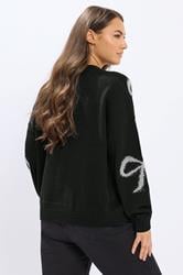 YOURS Plus Size Black Tinsel Bow Cardigan | Yours Clothing 4