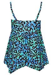 YOURS Plus Size Blue & Green Leopard Print Tankini Top | Yours Clothing 9