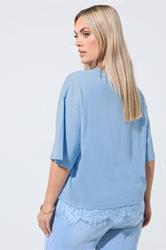 LIMITED COLLECTION Plus Size Light Blue Lace Hem T-Shirt | Yours Clothing 2