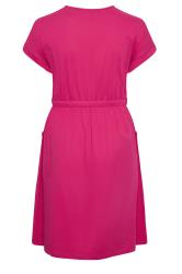YOURS Plus Size Pink Tie Waist Mini Dress | Yours Clothing 8