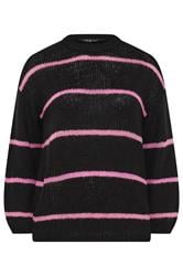 YOURS Curve Black & Pink Stripe Soft Touch Knitted Jumper