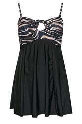 YOURS Plus Size Black Zebra Print Tummy Control Swim Dress | Yours Clothing 9