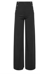 LTS Tall Womens Black Button Wide Leg High Waisted Trousers | Long Tall Sally 5
