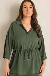 EVANS Plus Size Khaki Green Collared Shacket | Evans  1